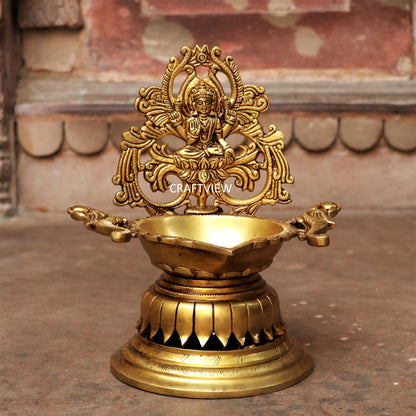 exquisite piece of artistic brass oil lamp with Lakshmi