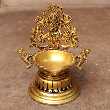 exquisite piece of artistic brass oil lamp with Lakshmi