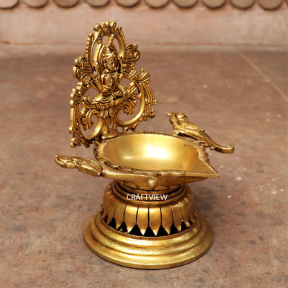 exquisite piece of artistic brass oil lamp with Lakshmi