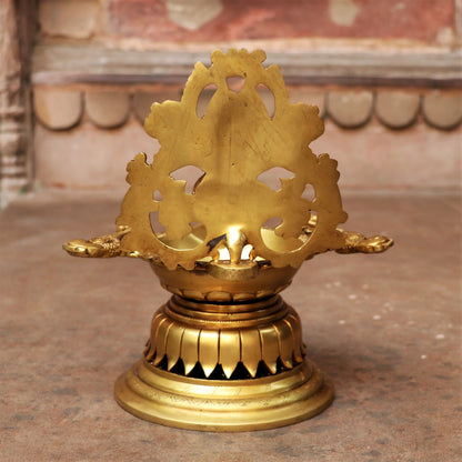 exquisite piece of artistic brass oil lamp with Lakshmi