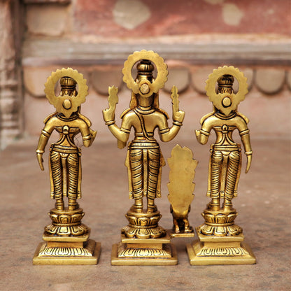 8" Brass Kartik (Murgan) With Lakshmi Statues Set of 3 Peace.