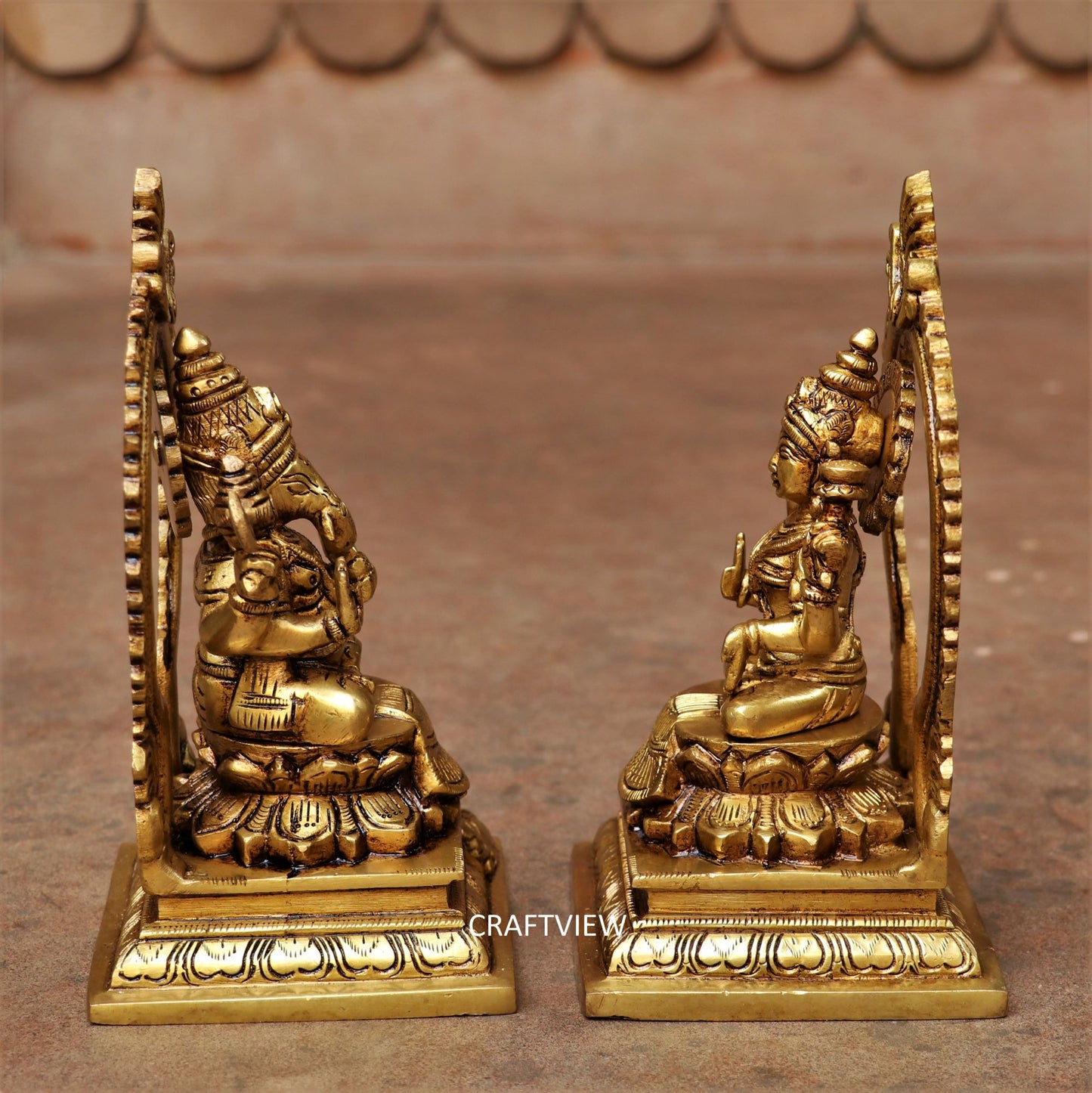 Brass Ganesha Lakshmi Statue Fine Quality 4.5"