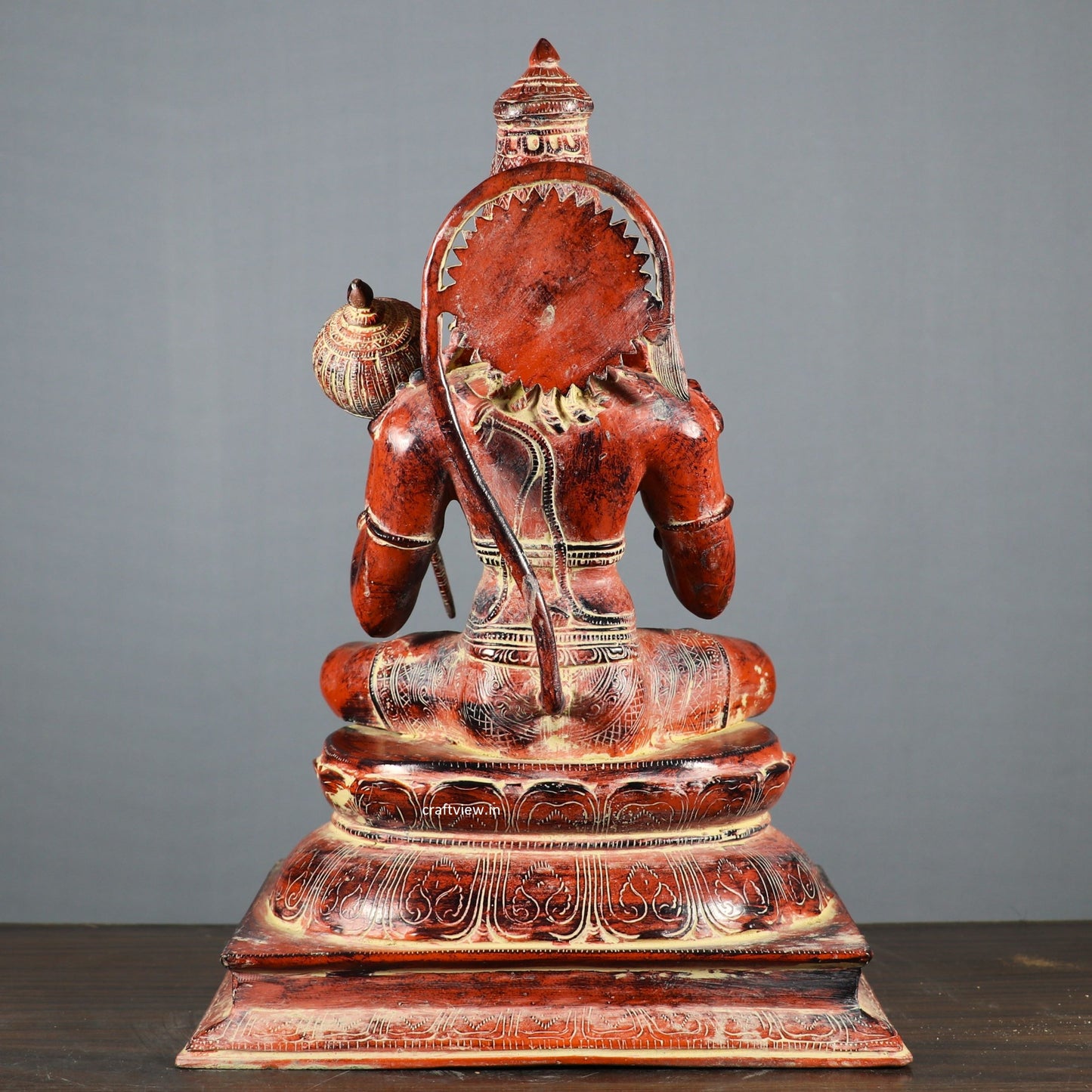 Brass Lord Hanuman Statue Sitting On Lotus Base