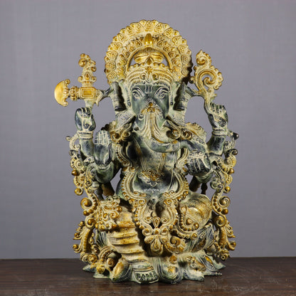 Elegant Brass Superfine Lord Ganesha Idol with Lotus