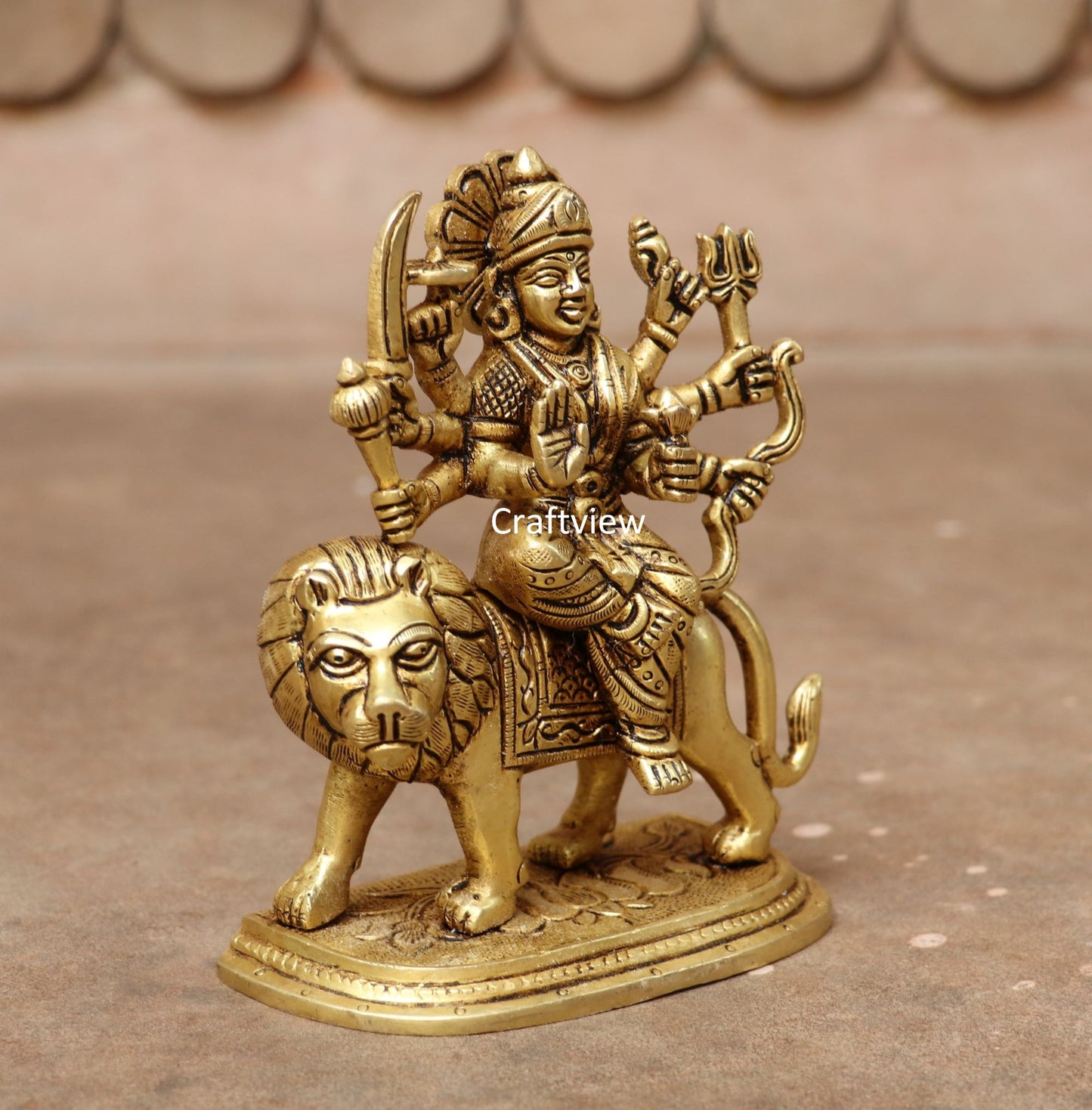 6" Superfine  Brass beautiful statue of Ma Sherawali