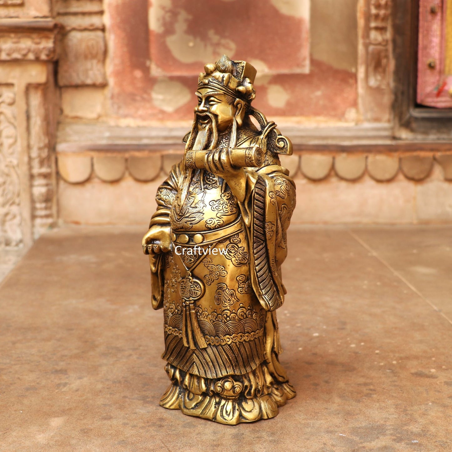 Brass Chinese Wise Men Statue 13.5"