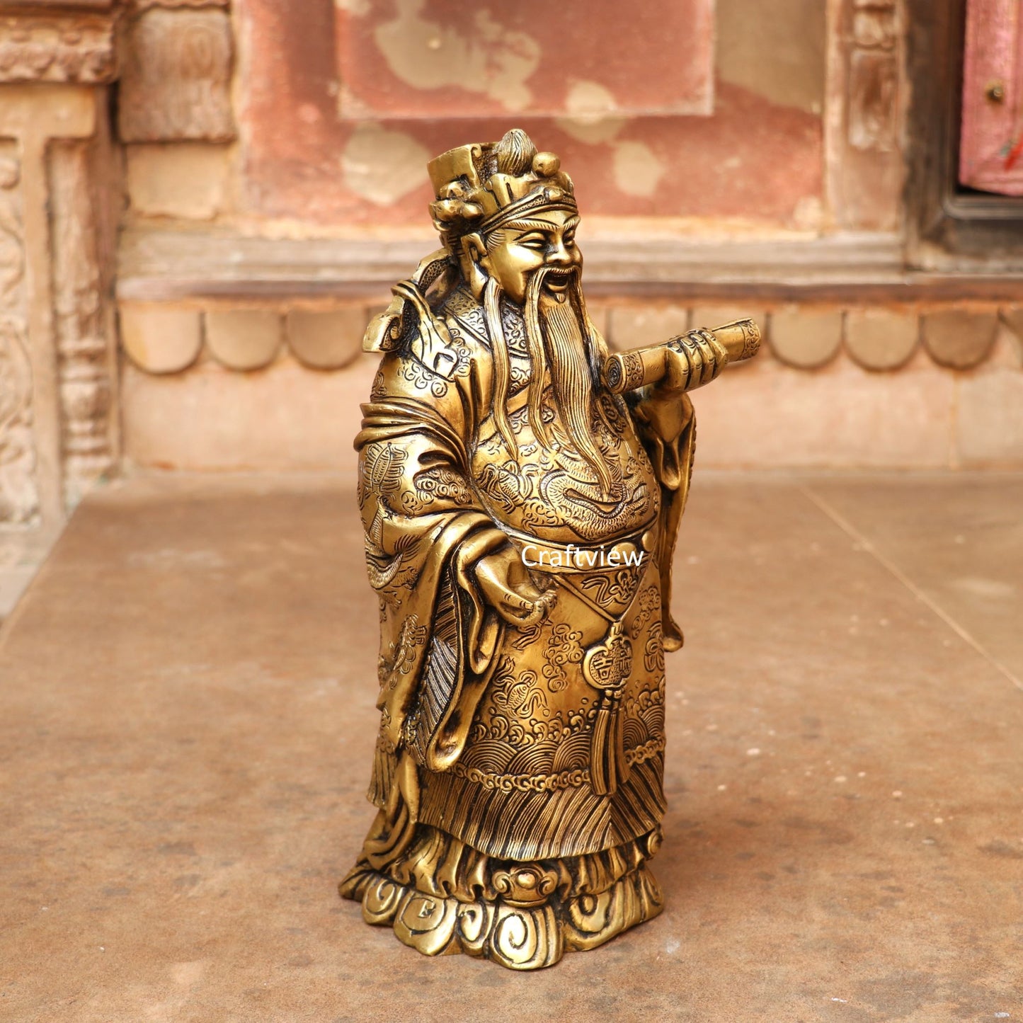 Brass Chinese Wise Men Statue 13.5"