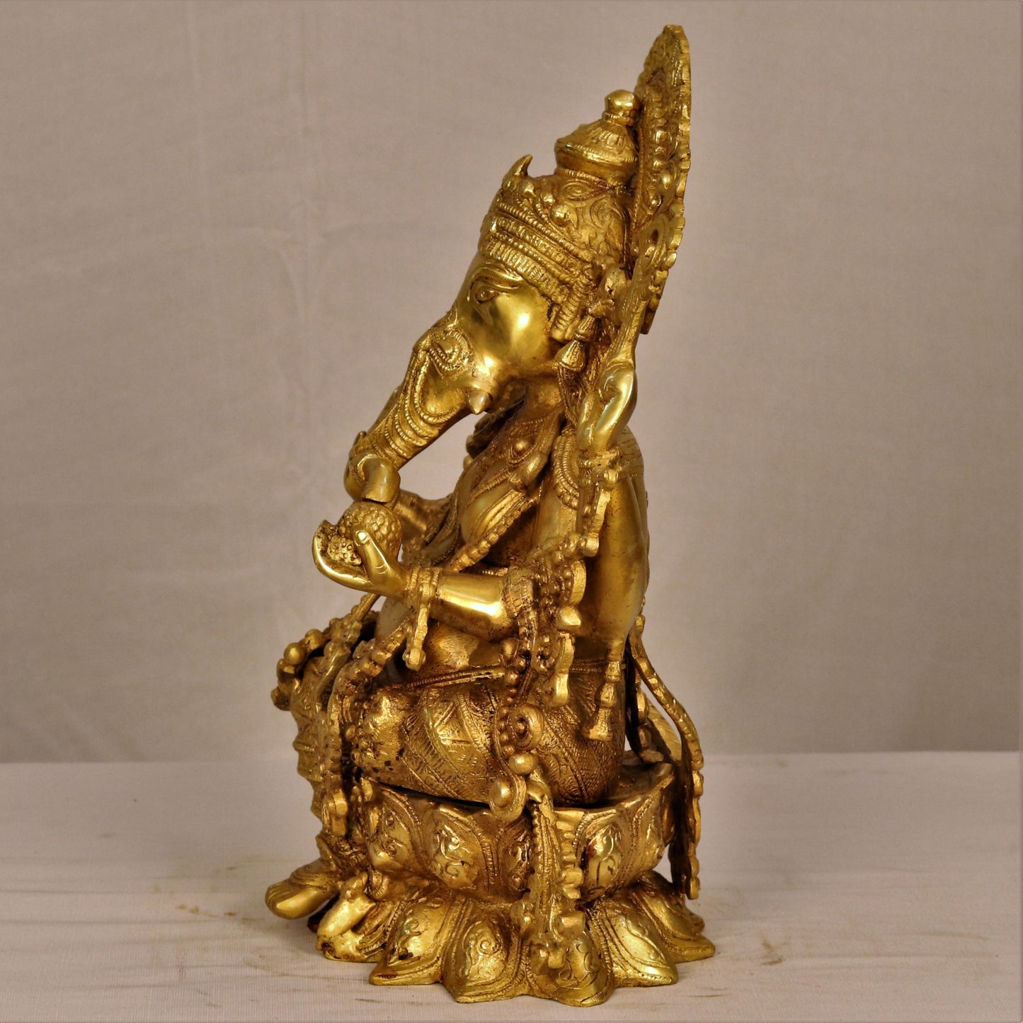 Lord Ganesha Statue Sited On Lotus Base 16"