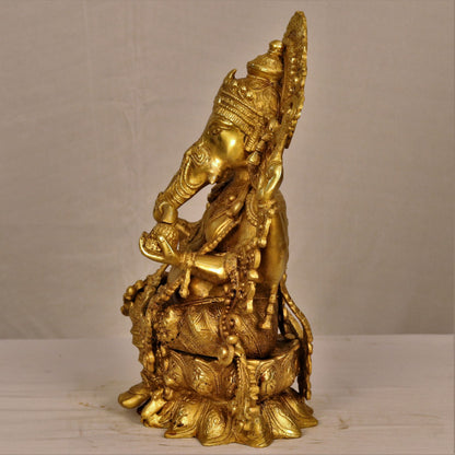 Lord Ganesha Statue Sited On Lotus Base 16"