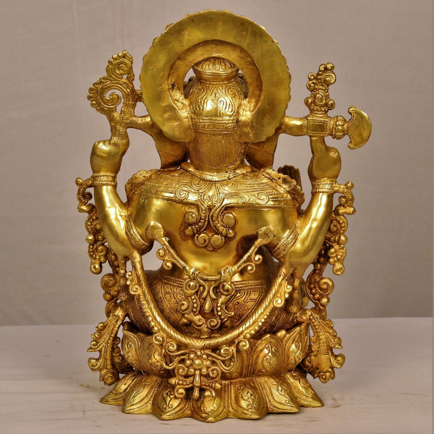 Lord Ganesha Statue Sited On Lotus Base 16"