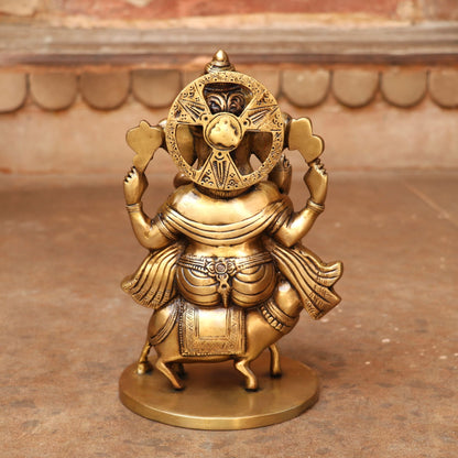 Brass Lord Ganesha Statue Sited On Musak 11"