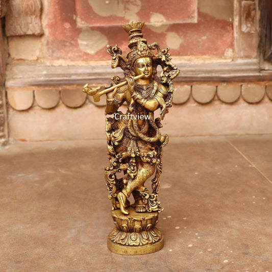 Brass Krishna Artistic Idol 14"