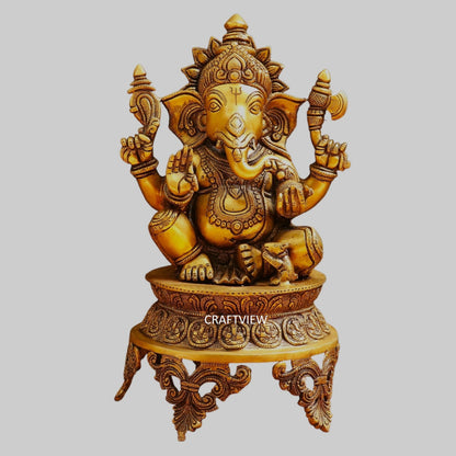 Brass Lord Ganesh Sculpture 14"