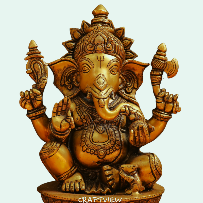 Brass Lord Ganesh Sculpture 14"