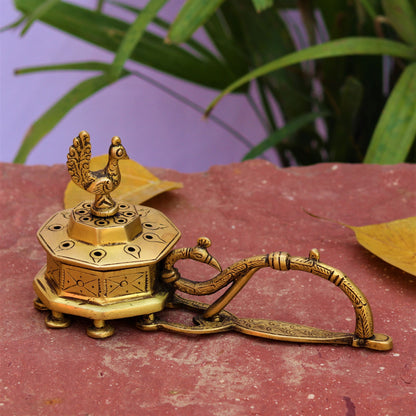 Brass Decor Peacock Incense Burner 4"