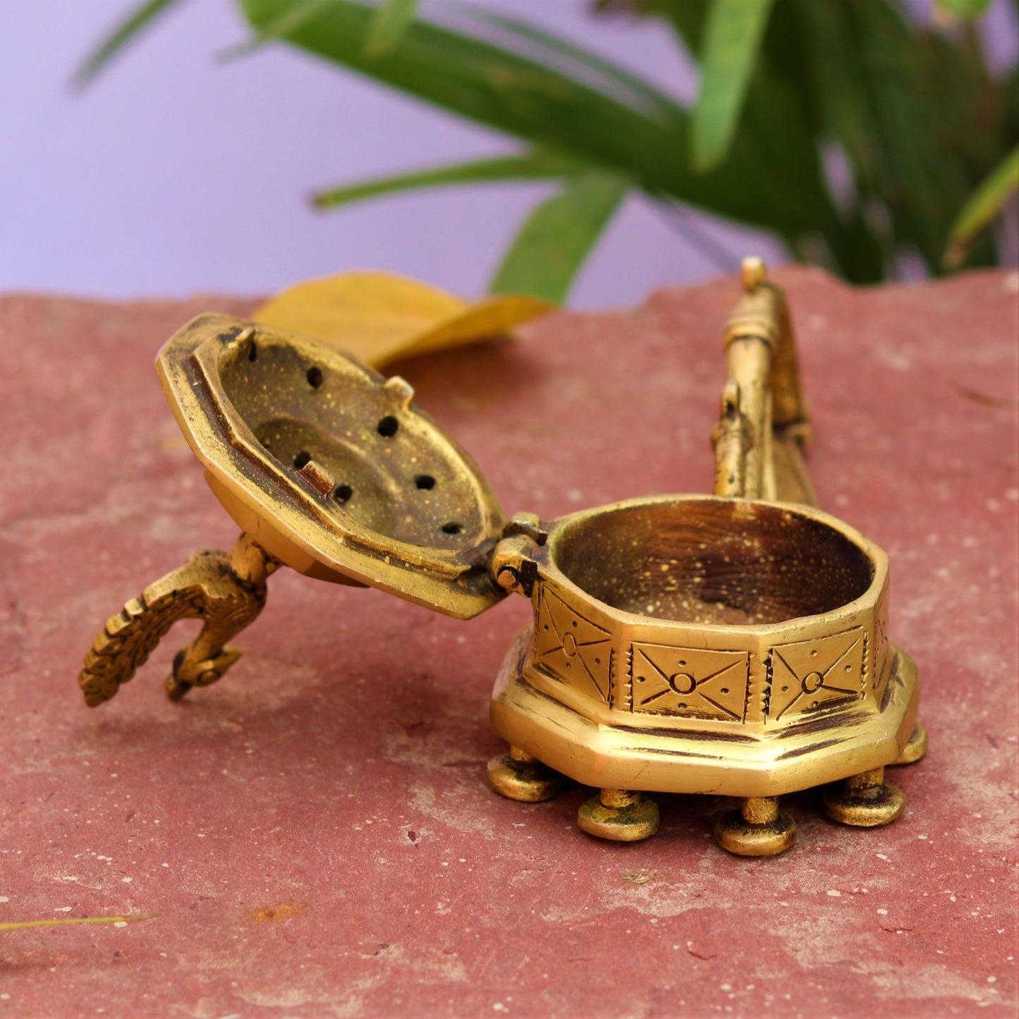 Brass Decor Peacock Incense Burner 4"