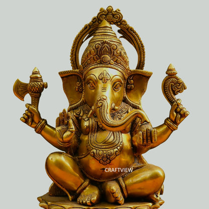 Brass Lord Ganesh Statue 14.5"