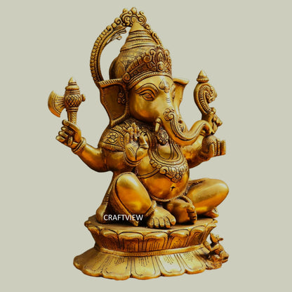 Brass Lord Ganesh Statue 14.5"