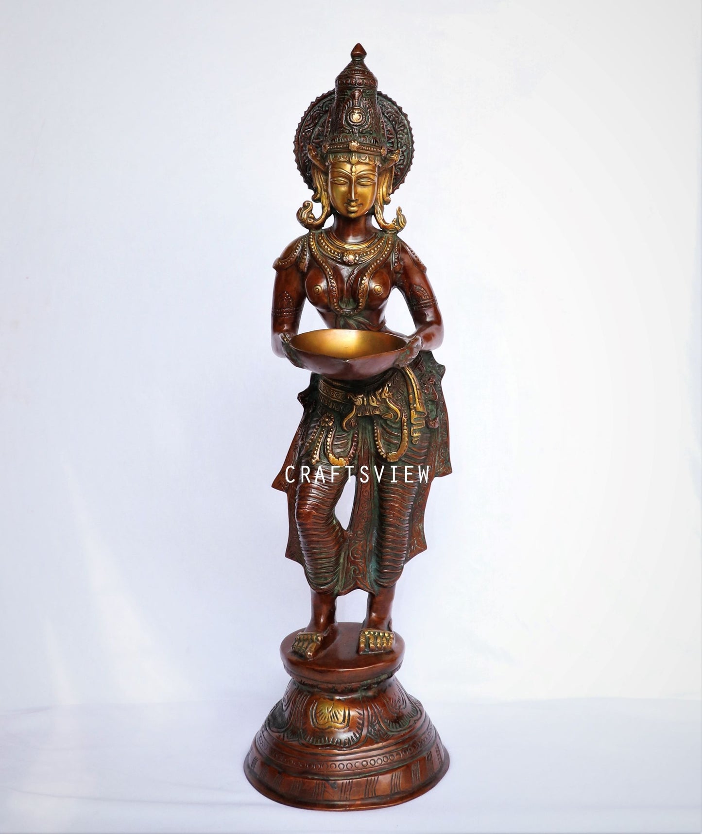 Brass Deeplakshmi Statue