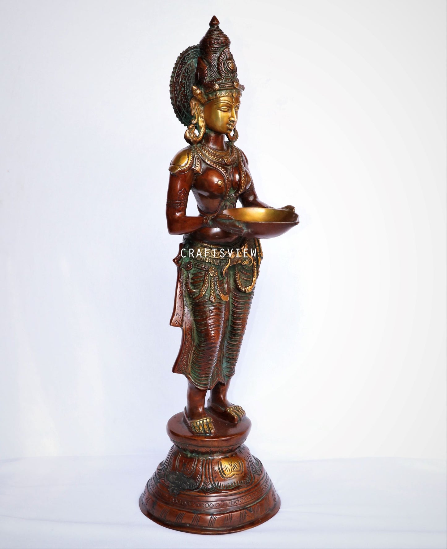 Brass Deeplakshmi Statue