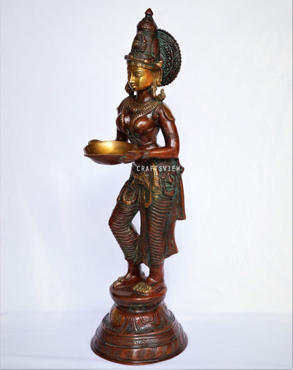 Brass Deeplakshmi Statue