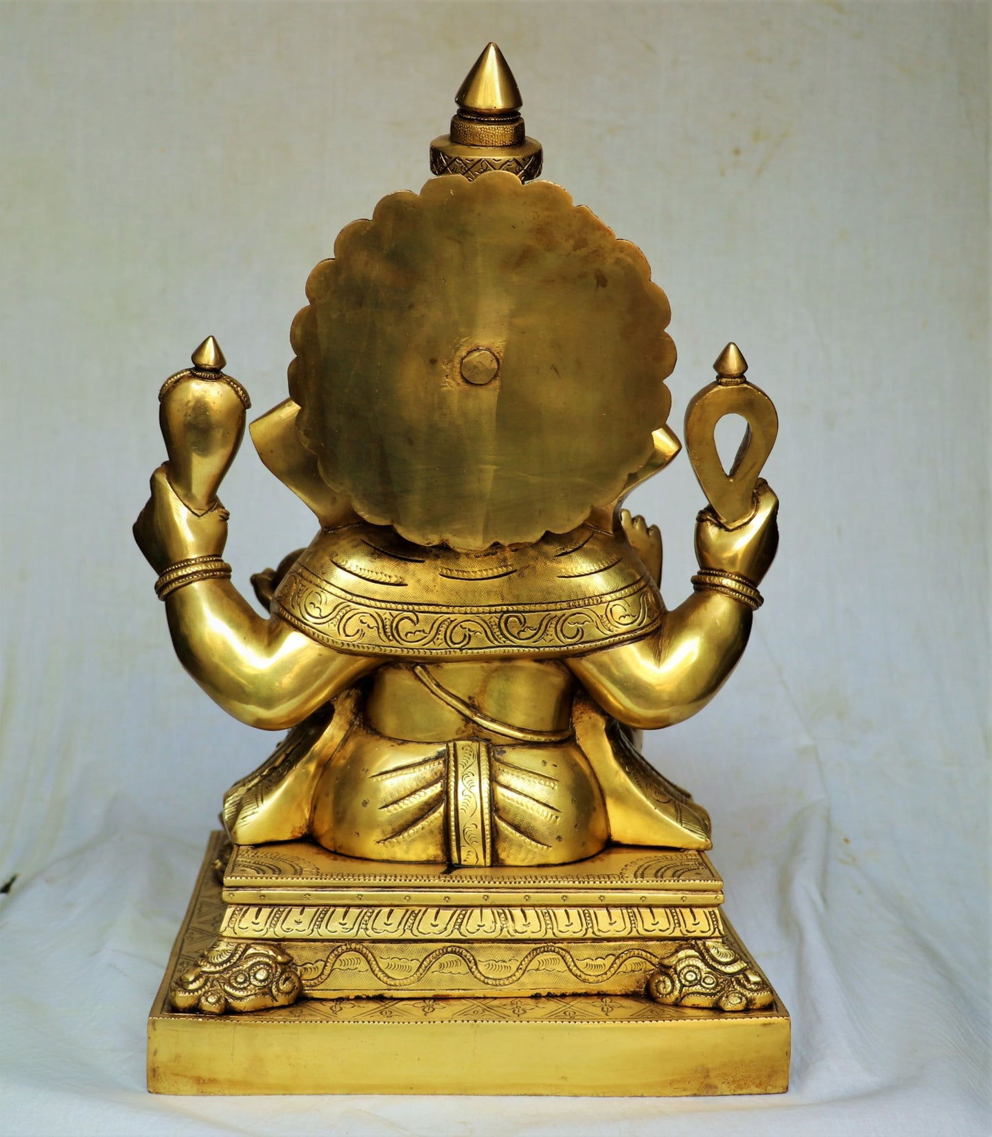 Brass Ganesha Statue Sitting on Lalitsana. 26.6"