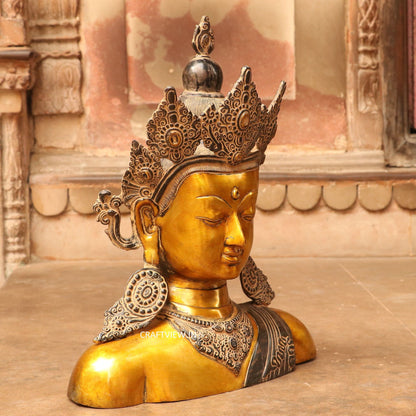 17" Artistic Crown King Buddha Bust Figurine