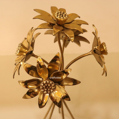 13" Brass Decorative Lotus Flower