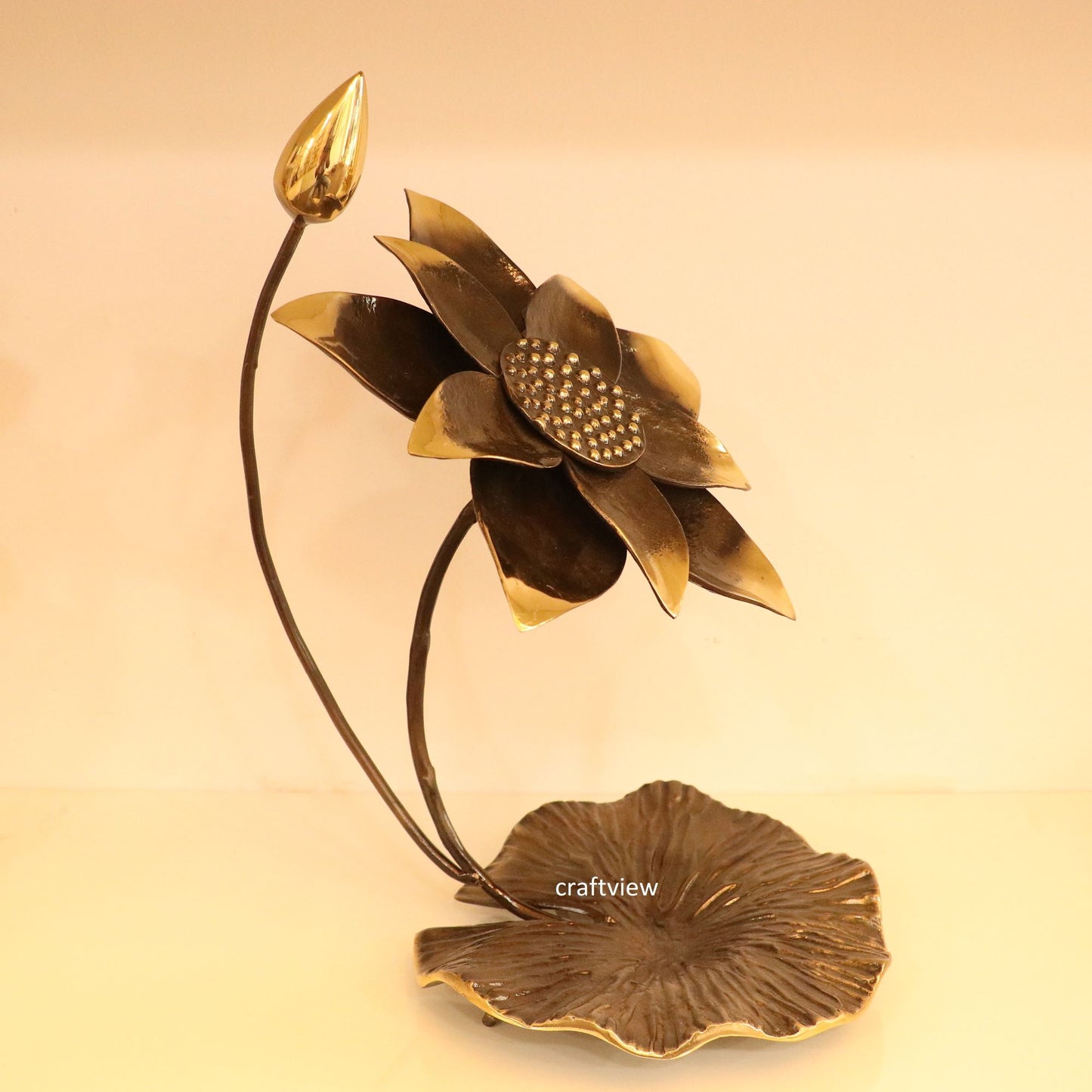 14" Brass Decorative Lotus Flower