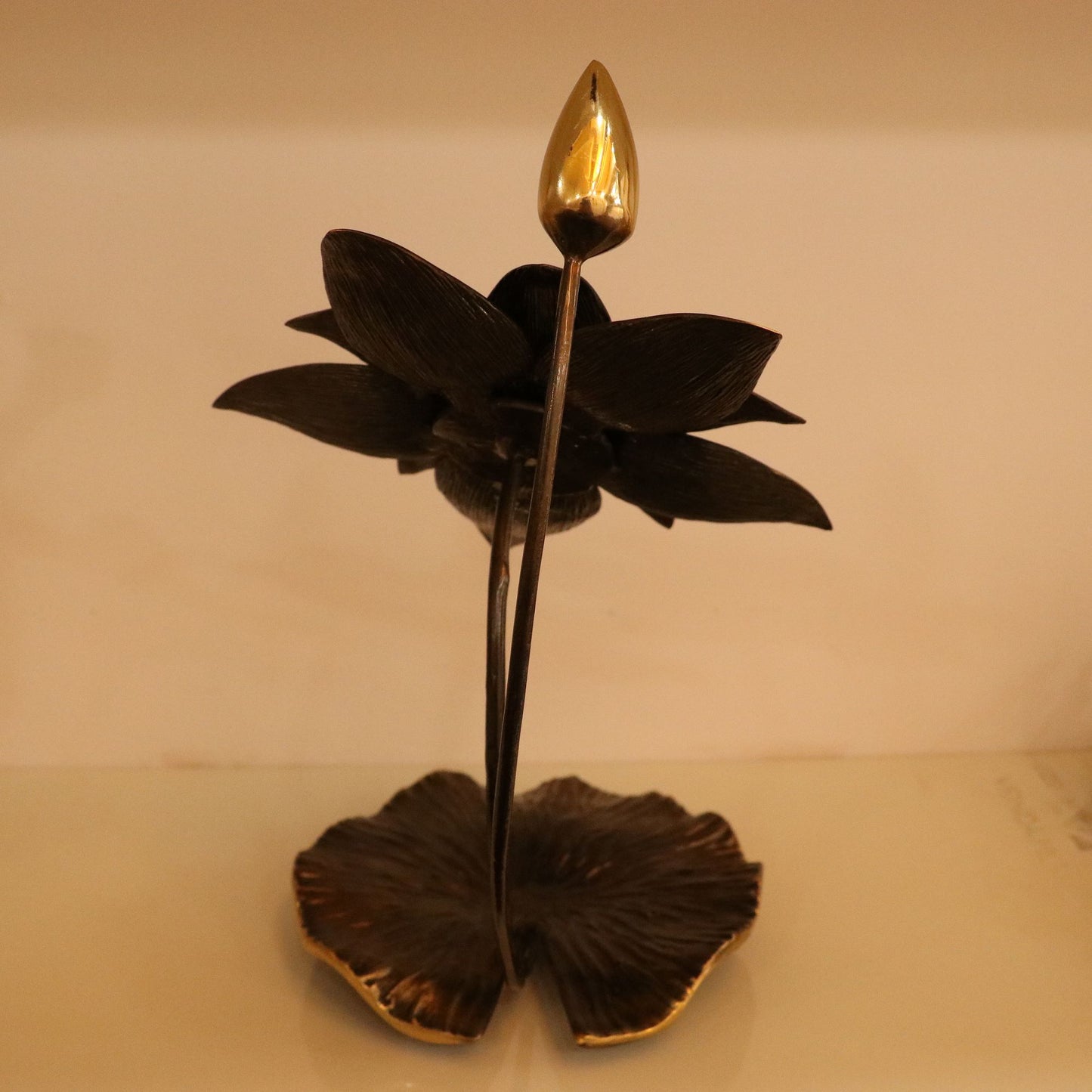 14" Brass Decorative Lotus Flower