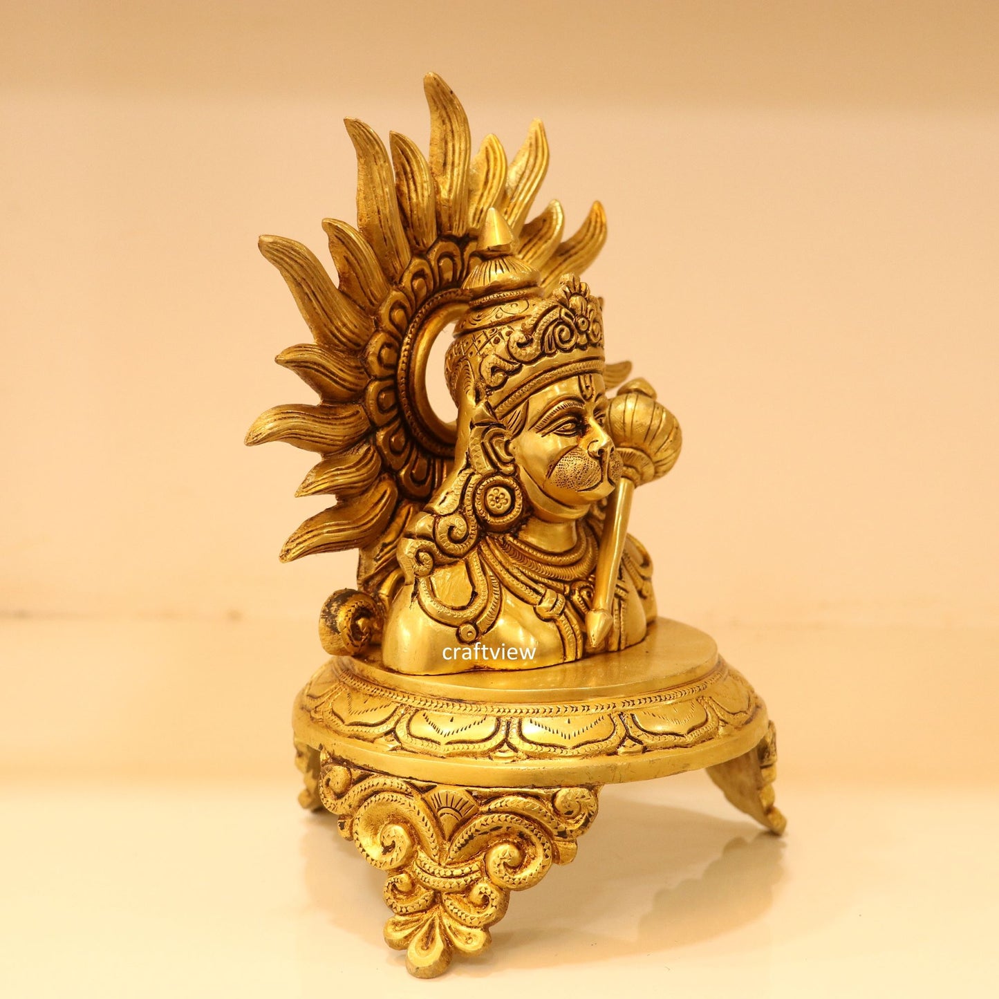 9.5" Brass Lord Hanuman Idol