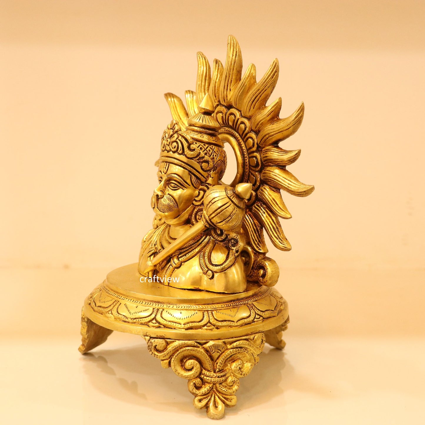 9.5" Brass Lord Hanuman Idol