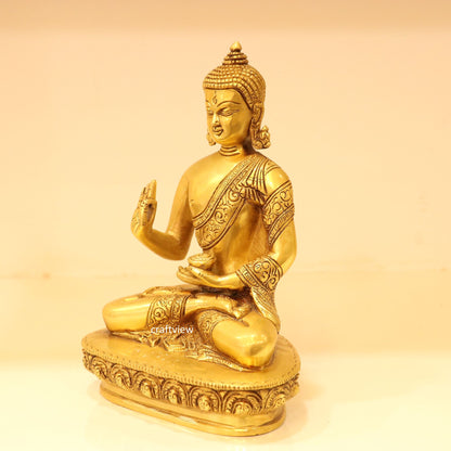 8.5" Brass Buddha Blessing Statue