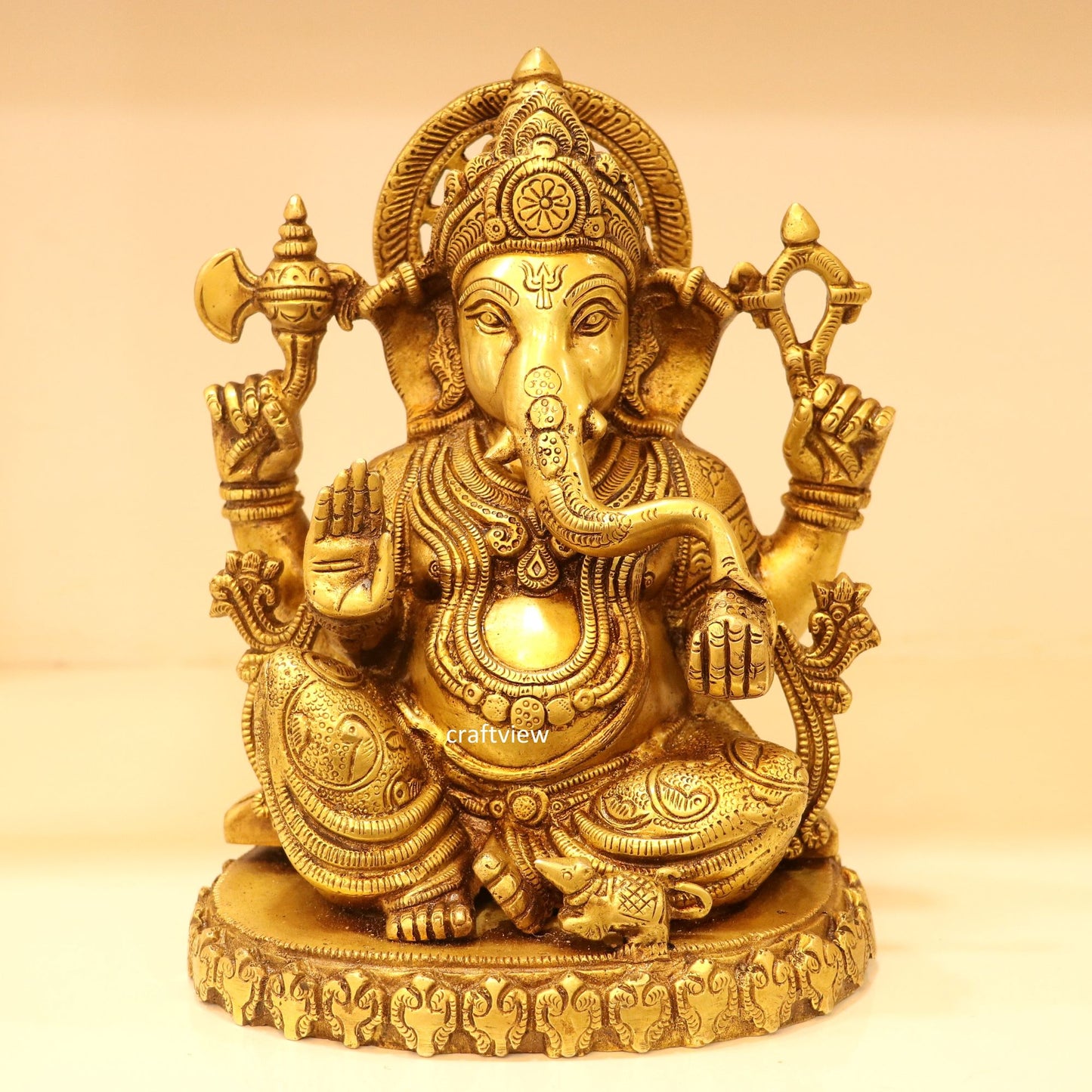 9.5"  Brass Lord Ganesh Statue super fine