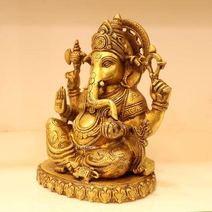 9.5"  Brass Lord Ganesh Statue super fine