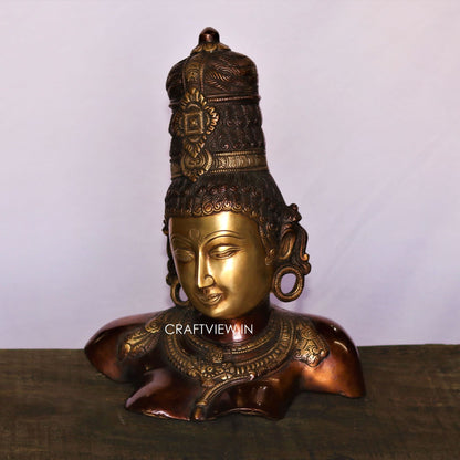 12" Brass Décor Parvati Bust Figurine