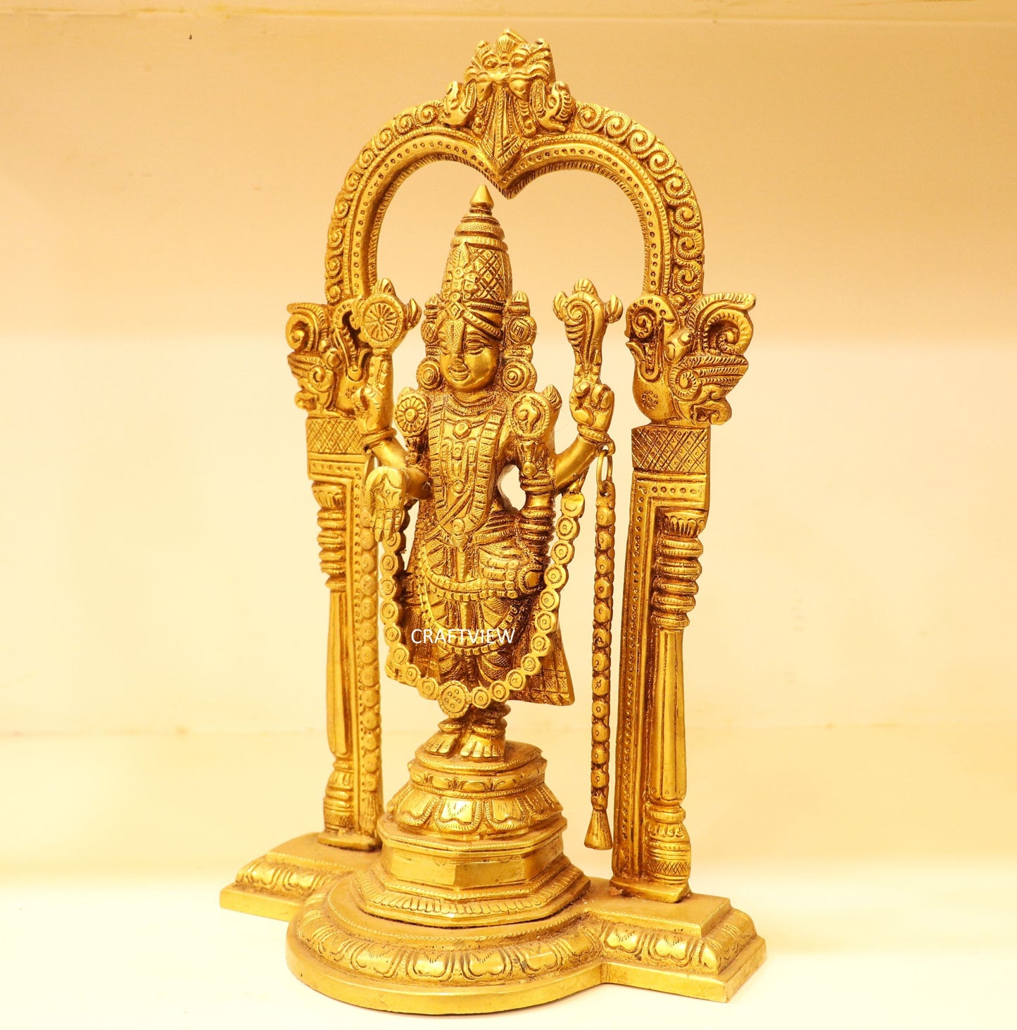 13" Brass Tirupati Balaji Venkateshwara Statue