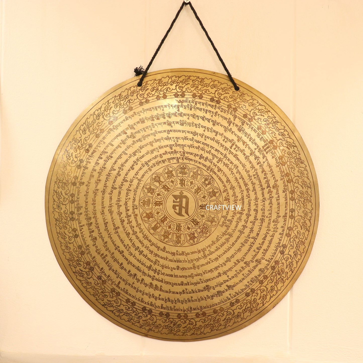 18'' Eight Auspicious Symbol Healing Gong for Meditation in Bronze