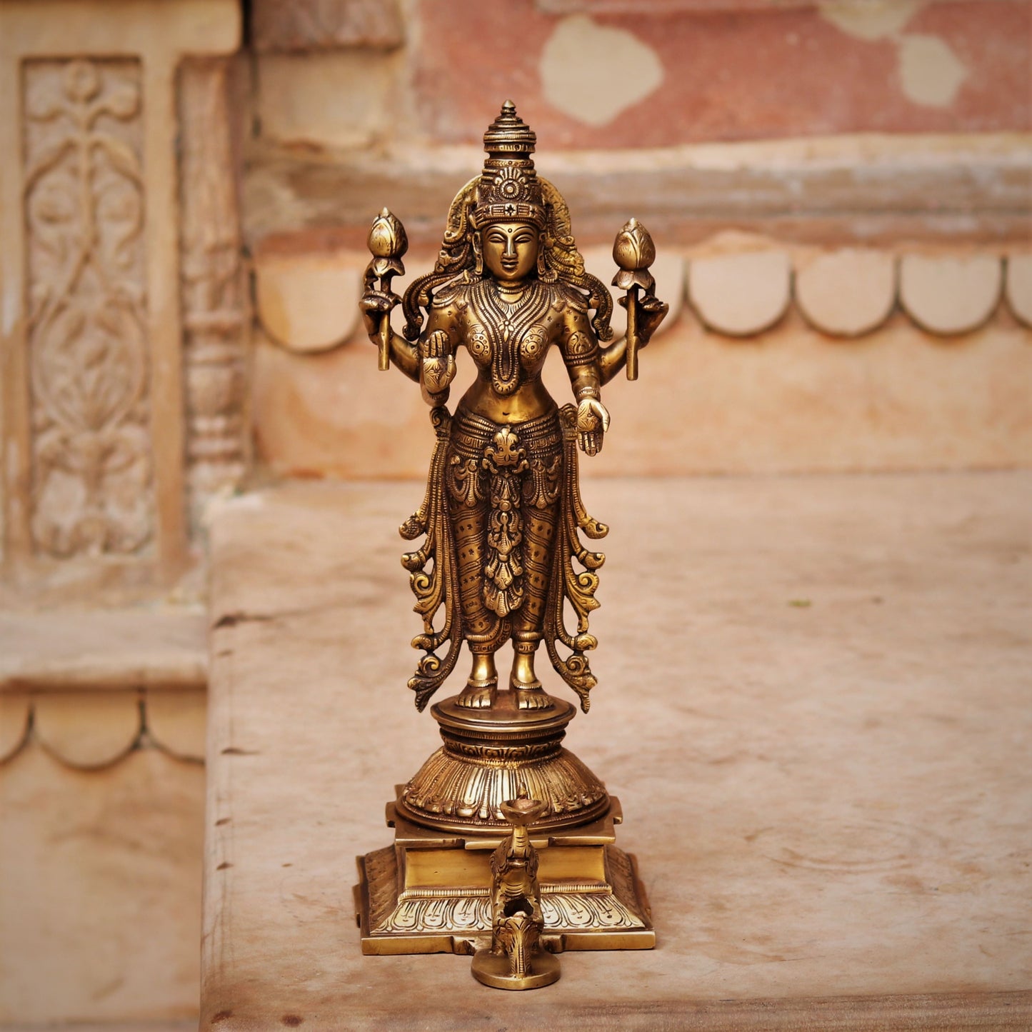 15" Brass Lakshmi Vishnu Chola Statue.