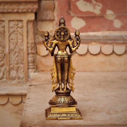 15" Brass Lakshmi Vishnu Chola Statue.