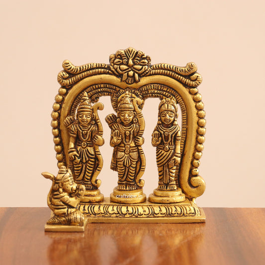 Small Superfine Brass Ram darbar Idol With Prabhavali