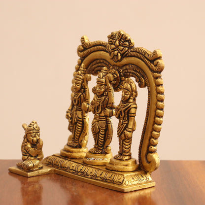 Small Superfine Brass Ram darbar Idol With Prabhavali