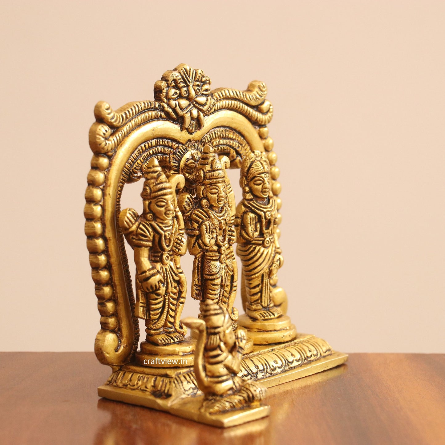 Small Superfine Brass Ram darbar Idol With Prabhavali