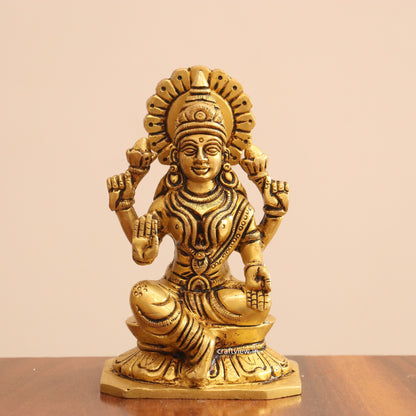 5" Superfine Small Brass Ganesh Lakshmi Saraswati Idols set of 3 Peace