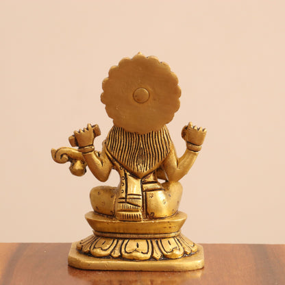 5" Superfine Small Brass Ganesh Lakshmi Saraswati Idols set of 3 Peace