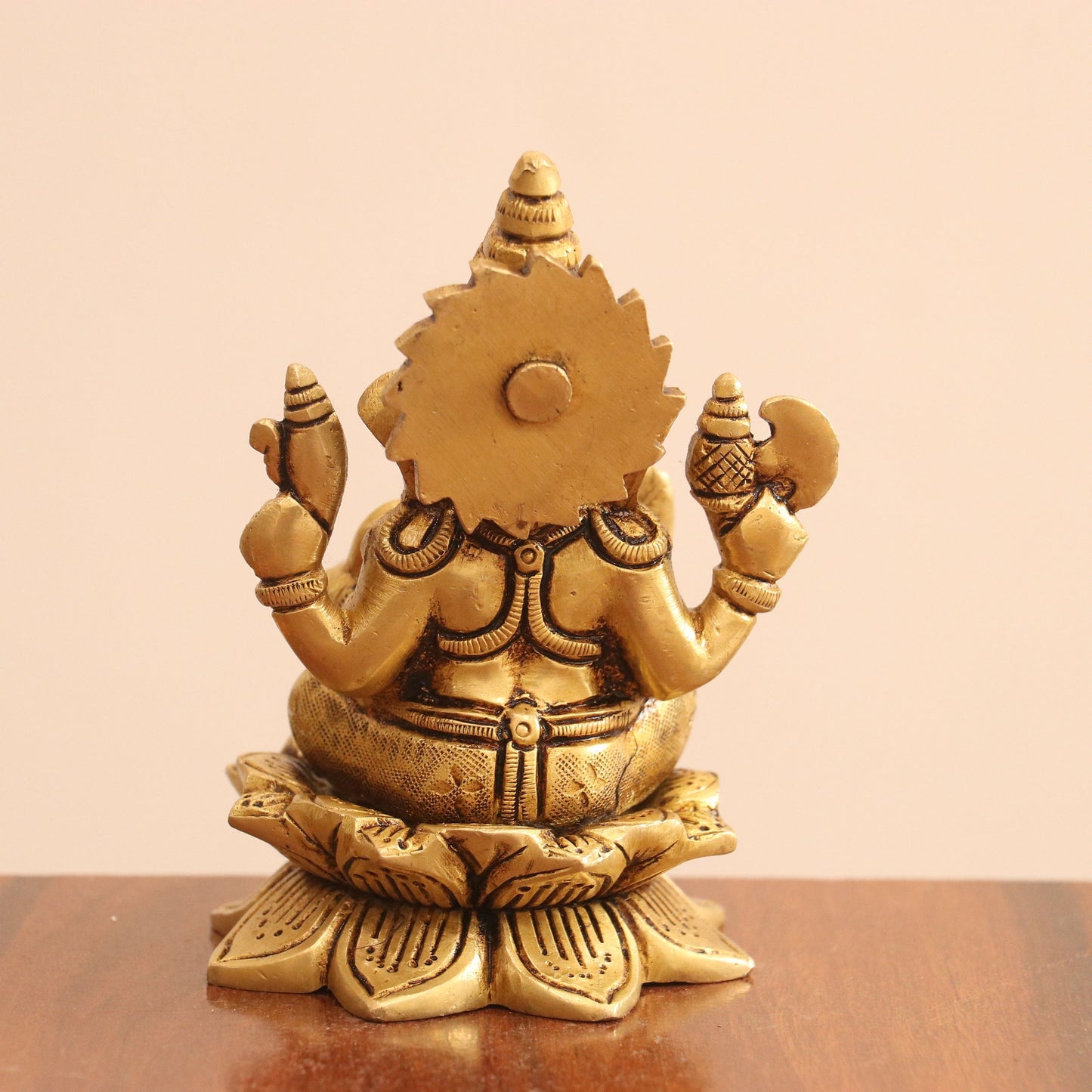 4.5"Brass Superfine Lotus Ganesh Lakshmi Saraswati Idols set of 3 Peace