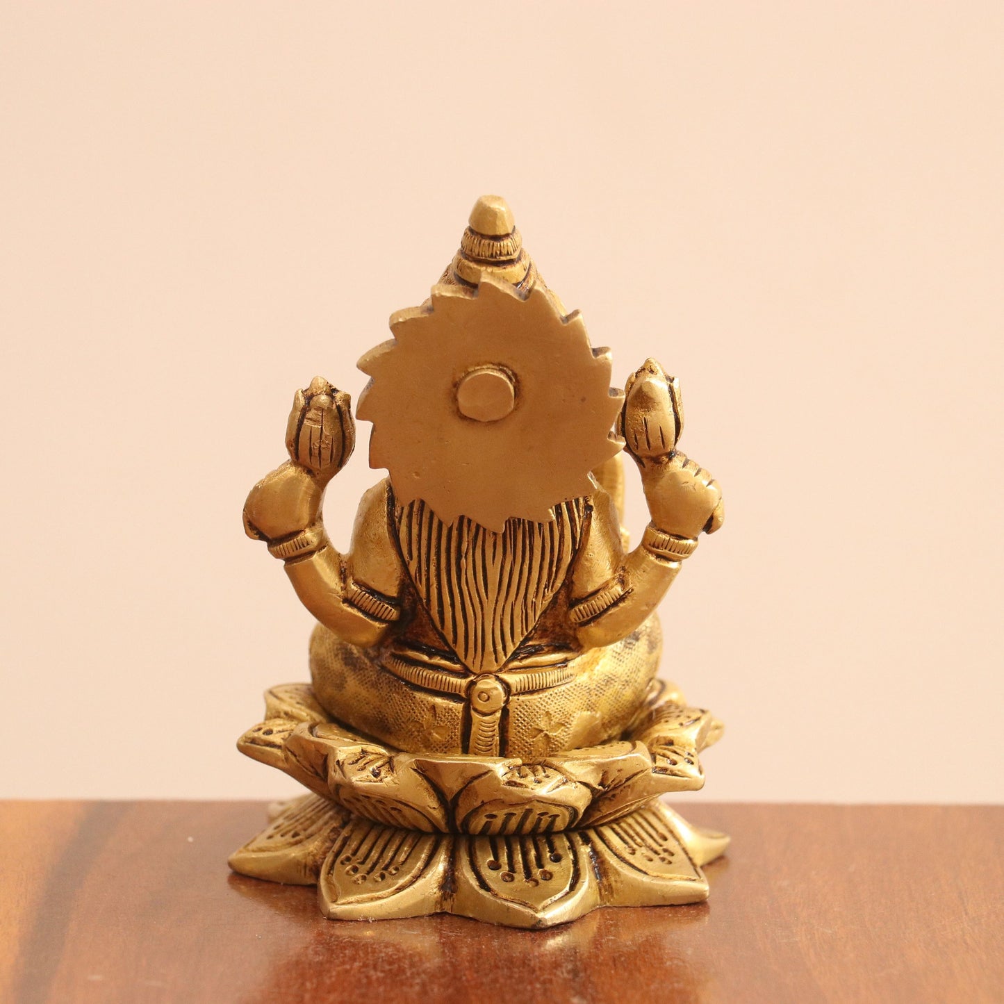 4.5"Brass Superfine Lotus Ganesh Lakshmi Saraswati Idols set of 3 Peace