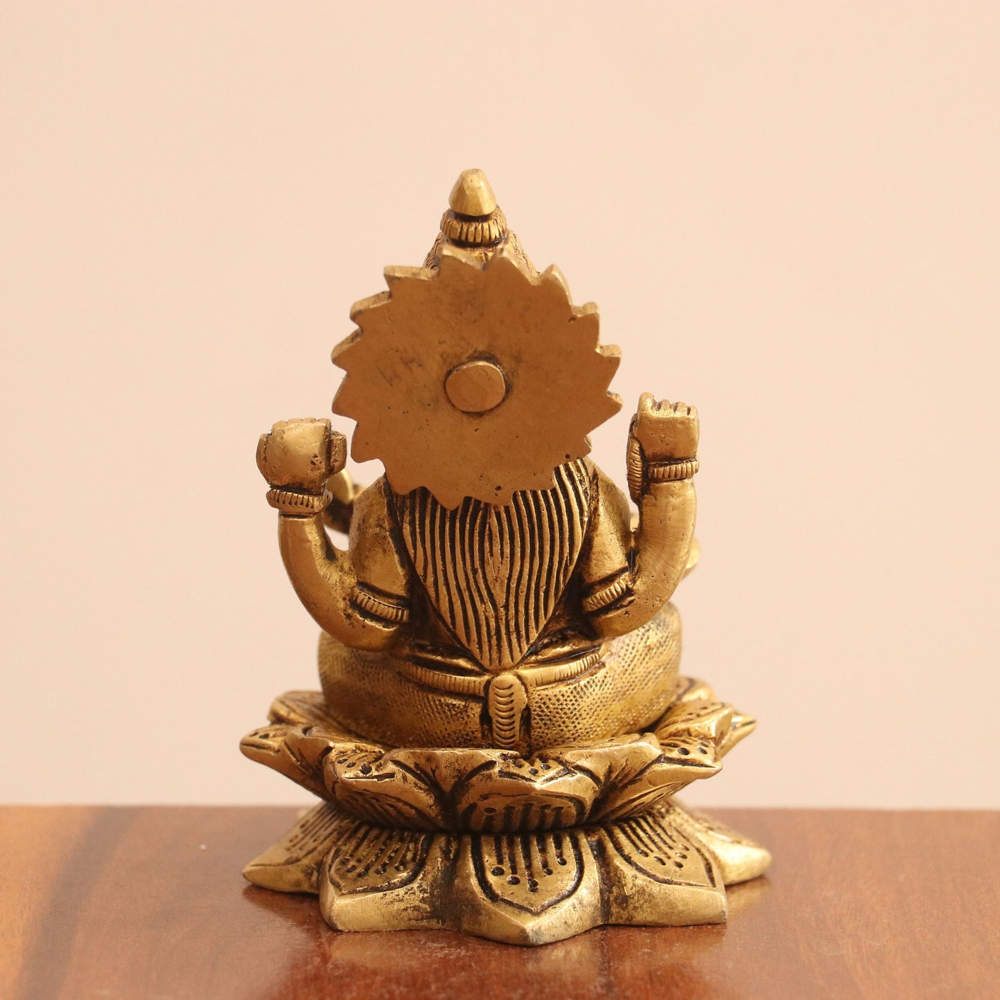 4.5"Brass Superfine Lotus Ganesh Lakshmi Saraswati Idols set of 3 Peace