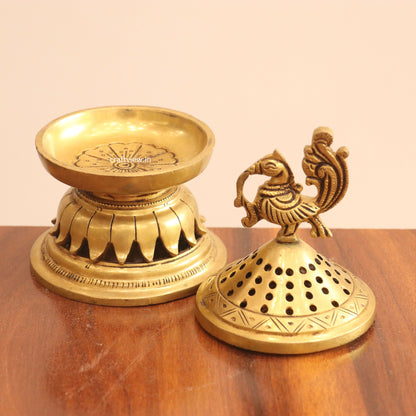 Brass Décor Peacock Incense Burner