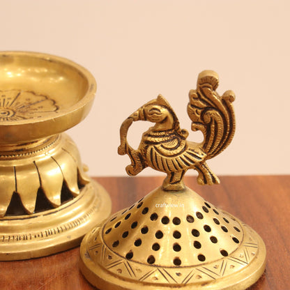 Brass Décor Peacock Incense Burner